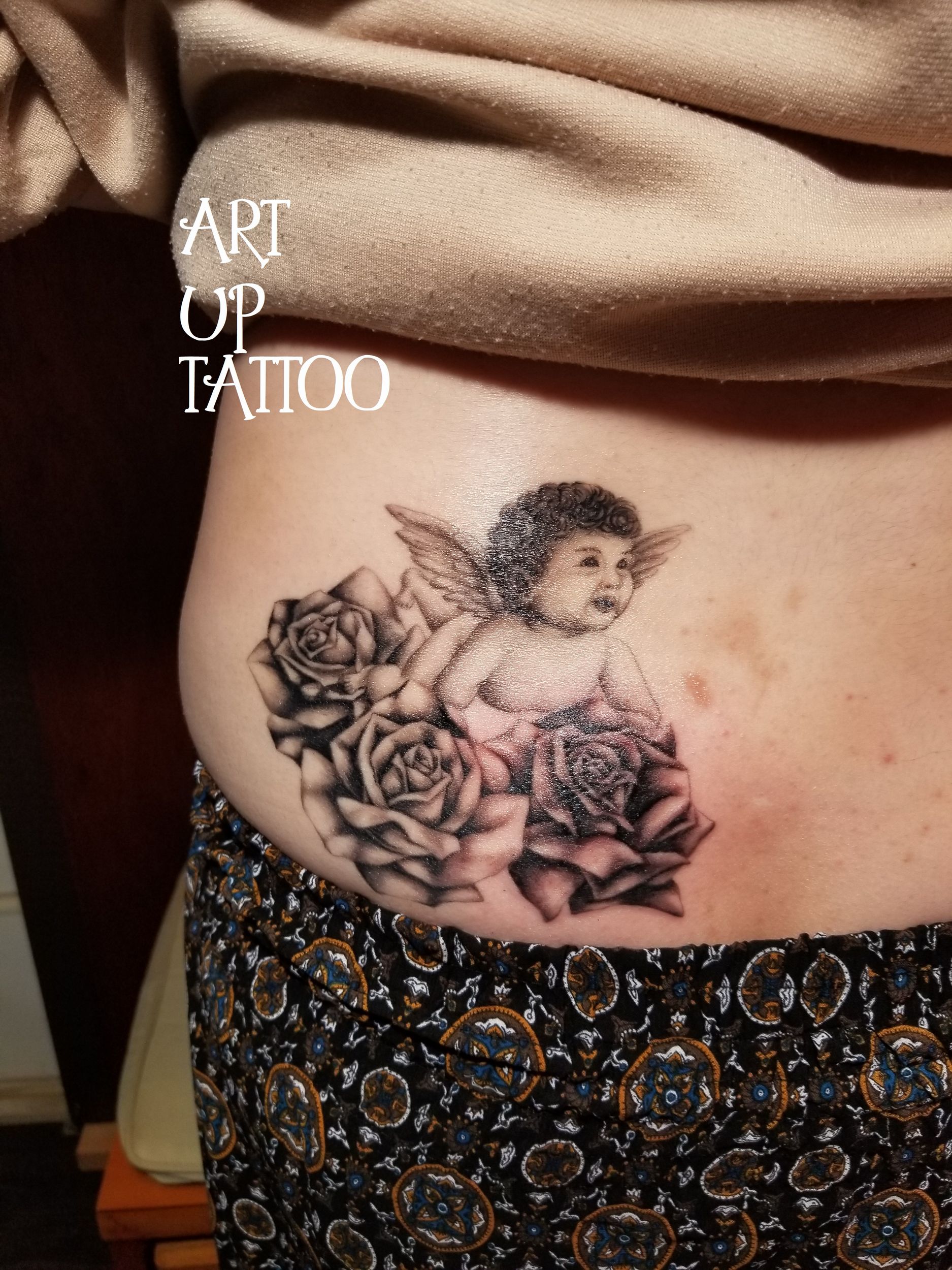 Fine Line Art Up Tattoo