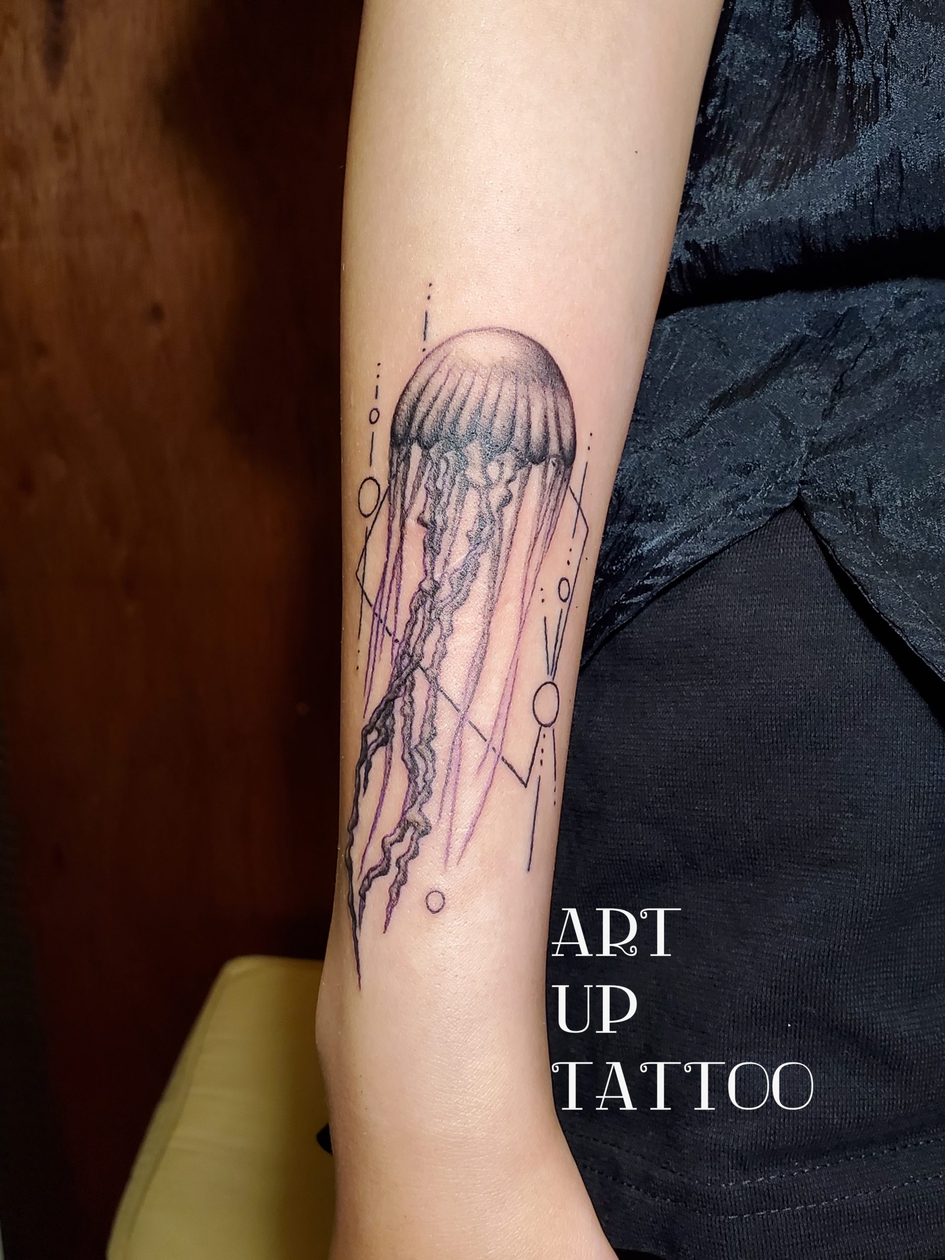 Fine Line Art Up Tattoo